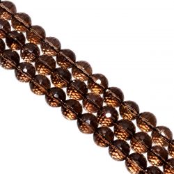 Smoky Quartz 10mm Faceted Round Ball Beads Strand, Smoky Quartaz Round Ball Beads, Smoky