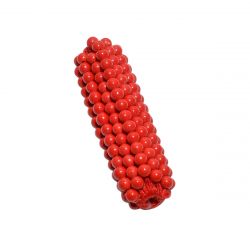 Red Coral Beaded Beads in Plain Ball Tube Shape - 29x9mm Size