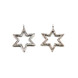925 Sterling Silver Star  Shape- Pave Diamond Pendant With 17.00x22.00mm.