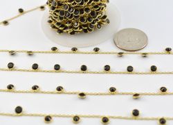 Glorious 925 Sterling Silver Gold Chain With Black spinel in 4mm- ROS2-6380 