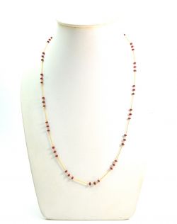 Magnificent  18k Solid Gold Necklace With AAA Quality Ruby Stone,  4mm Size - SGGRC-076