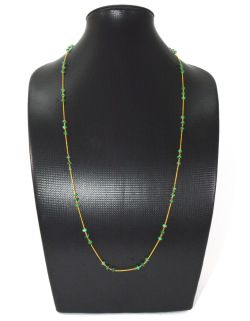 18k Solid Gold Necklace in 4.00 mm Size With Emerald Stone, SGGRC-104