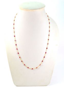  Exquisite 18k Solid Gold Necklace Studded With Ruby Stone - 3.50X5.50 MM , SGGRC-117
