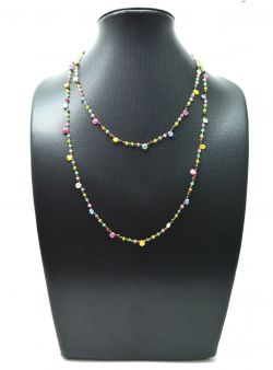  14k Solid Gold Necklace With Natural Multi Stones In 2 MM Size, SGGRC-142