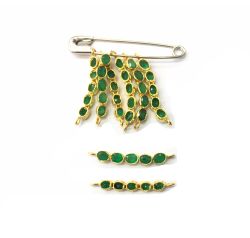  18K Solid Yellow Gold Oval Shape Natural Emerald Stone Connector, SGTAN-1108, Sold By 1 Pcs.