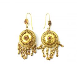  18K Solid Yellow Gold  Ruby Stone Studded In  Round Shape Earring, SGTAN-1128, Sold By 1 Pcs.