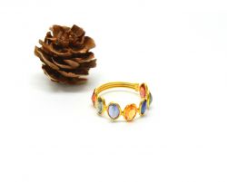 18K Solid Yellow Gold Multi Sapphire Stone Studded Ring, SGTAN-1170, Sold By 1 Pcs.