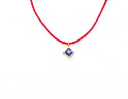 18K Solid Yellow Gold 3x3x3mm Pendant With Natural Kyanite Stone, (Square Shape) Sold by 2 Pcs 