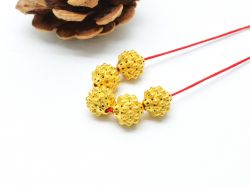18K Solid Yellow Gold Roundel Shape Textured Finished 9X9,50mm Bead, SGTAN-0093, Sold By 1 Pcs.