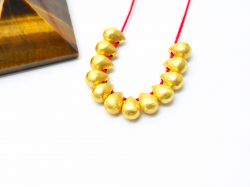 18K Solid Yellow Gold Drop Shape Brushed Finishing 5,5X7,5mm Bead, SGTAN-0393, Sold By 1 Pcs.