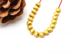 18K Solid Yellow Gold Heart Shape Brushed Finishing 5,5X6mm Bead, SGTAN-0401, Sold By 1 Pcs.
