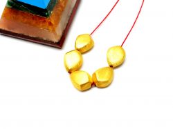 18K Solid Yellow Gold Bead,s in Nugget Shape With Brushed Finishing Size - 13X16,5mm, SGTAN-0424, Sold By 1 Pcs.