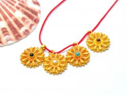  18K Solid Gold Charm Pendant in Flower Shape, 17X13X3mm - SGTAN-0837, Sold By 1 Pcs.