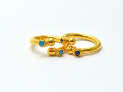 Beautiful 18k Solid Yellow Gold Ring With Hydro Stones. Handmade And Very Lightweight Free Size Ring . Sold By 1 pcs