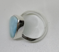Handmade Plain 925 Sterling Silver Ring in Natural Larimar Stone