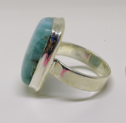 Handmade Summer Larimar Ring Jewelry With Blue Gemstone  