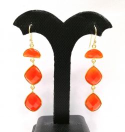 Amazing 925 Sterling Silver Earring With Natural Cornelian in 6.1Cm, Sold By 1 Pair