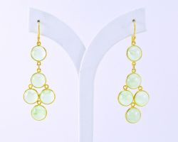 Amazing 925 Sterling Silver Earring With Green Chalcedony in 6.2Cm Size 