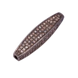 925 Sterling Silver Pave Diamond In Tube Shape With 23X5MM Size