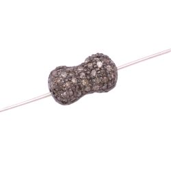 925 Sterling Silver Pave Diamond Pendant in Nugget Shape - 11X5mm Size 
