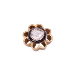 925 Sterling Silver Polki Diamond Beads in Flower Shape - 11X10 mm Size 