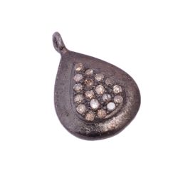 925 Sterling Silver Pave Diamond Pendant  in drop Shape - 19X9mm Size  