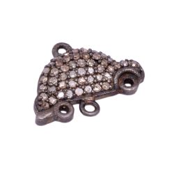 925 Sterling Silver Pave Diamond Connector in cross Shape - 20X12 mm 