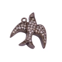 925 Sterling Silver Pave Diamond Pendant in Black Rhodium plating - 18X18mm  Size , F-51