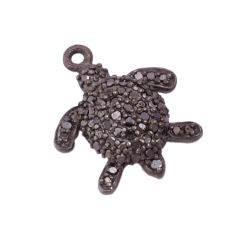 925 Sterling Silver Pave Diamond Pendant With Black Rhodium Plated- 15X12mm Size 