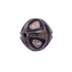 925 Sterling Silver Pave Diamond Beads in Roundel Shape - 11mm Size 