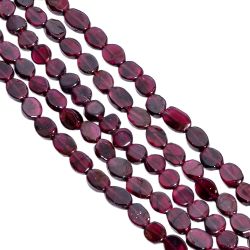 Garnet Oval Shape- 7x6-8x6mm Size Plain Stone Beads