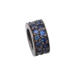 925 Sterling Silver Pave Diamond Beads In Roundel Shape - 8X3MM, F-111