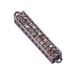925 Sterling Silver Pave Diamond Beads In Black Rhodium Plating,19.00x3.00 mm Size - F-112