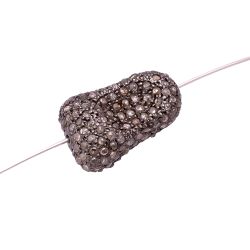 925 Sterling Silver Pave Diamond Beads - Nugget In Shape(18X11MM) - F-119