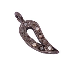 925 Sterling Silver Pave Diamond Charm In Leaf Shape With 15X14MM Size - F-123