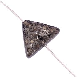 925 Sterling Silver Pave Diamond Beads With Black Rhodium Plated - 14X11 MM, F-126
