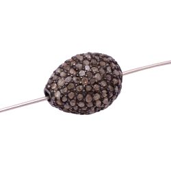 925 Sterling Silver Pave Diamond Beads In Drop Shape With 13X9 MM - F-128