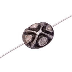 925 Sterling Silver Polki Diamonds With 14X9 MM Size , F-138
