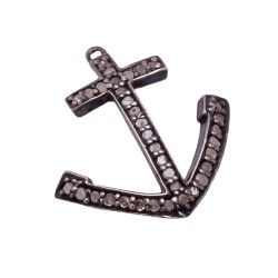 925 Sterling Silver Pave Diamond Pendant In Anchor Shape With 19X18 MM Size , F-143