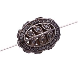 925 Sterling Silver Pave Diamond Beads, Oval Shape-18.00x14.00 mm Size, Black Rhodium Plating. Sold By 1 Pcs, F-150