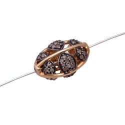 925 Sterling Silver Pave Diamond Beads, oval Shape-16.00x10.00 mm Size, Gold And Black Rhodium Plating. Sold By 1 Pcs, F-155