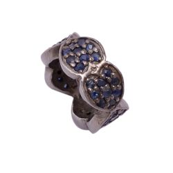 925 Sterling Silver Pave Diamond Beads In Wheel Shape - 10X5MM Size  , F-166