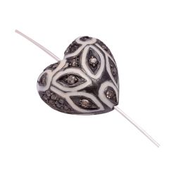 925 Sterling SilverWhite Enamel Pave Diamond Bead In Round Shape.