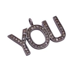 925 Sterling Silver Pave Diamond Pendant in Alphabet Shape - 22X12 MM , SGGRC-F-58