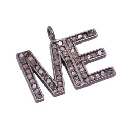 925 Sterling Silver Pave Diamond Pendant With Black Rhodium Plating- 13X13mm, SGGRC-118