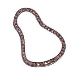 925 Sterling Silver Pave Diamond Charm in Rose Shape With 32X22 MM Size , F-84