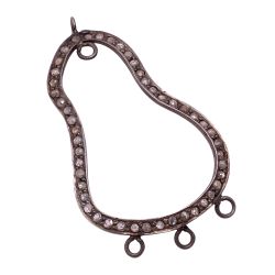925 Sterling Silver Pave Diamond Beads With Black Rhodium Plating, 37X21 MM - F-85 