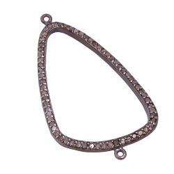 925 Sterling Silver Pave Diamond Connector With Black Rhodium Plating - SGGRC-182