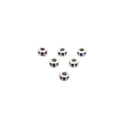 925 Sterling Silver Pave Diamond Bead - Wheel Shape and Sapphire Stone.