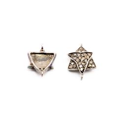 925 Sterling Silver Star Shape Pave Diamond Pendant-  18.00x13.00mm